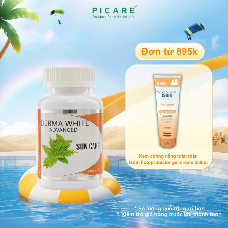 Viên uống chống nắng chống oxi hóa hỗ trợ bảo vệ da Derma White Advance Sun Care 60 viên