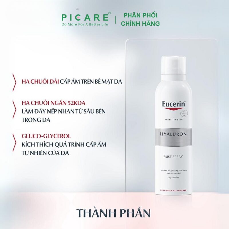 Xịt Khoáng Cấp Ẩm Dành Cho Mọi Loại Da Eucerin Hyaluron Mist Spray 50ml - Ảnh 4