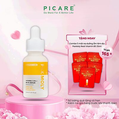 Tinh chất dưỡng sáng và làm giảm các dấu hiệu da thâm sạm PAXMOLY Vitamin C 15% + B5 5% Serum 30ml