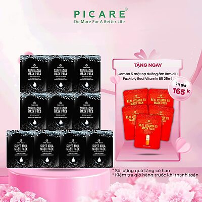 Mặt nạ dưỡng ẩm da mềm mịn căng bóng và tràn đầy sức sống PaxMoly Super Aqua Mask Pack 25ml ( Hộp 10 miếng )