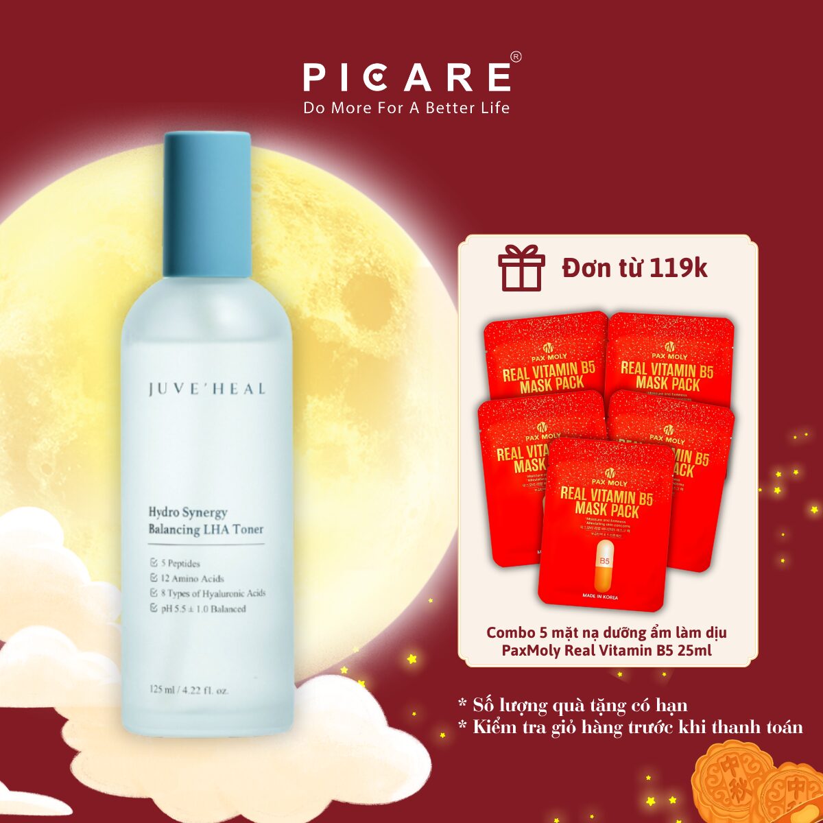 Nước cân bằng cấp ẩm dưỡng sáng da Juve'Heal Hydro Synergy Balancing LHA Toner 125ml