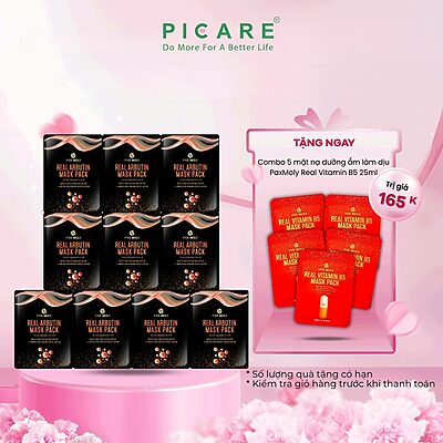 Mặt nạ dưỡng ẩm giúp dưỡng sáng và làm đều màu da PAXMOLY Real Arbutin Mask Pack 25ml ( Hộp 10 miếng )