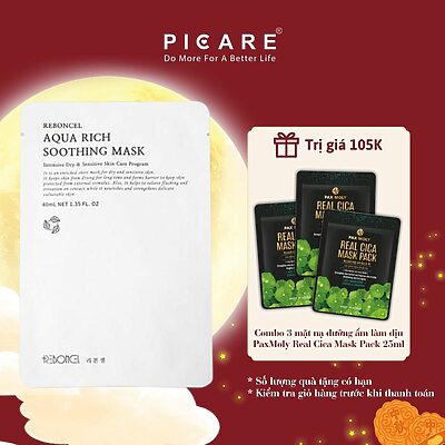 ( 1 miếng ) Mặt nạ cấp ẩm da tổn thương và nhạy cảm Reboncel Aqua Rich Soothing Mask