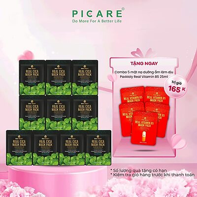 Mặt nạ dưỡng ẩm làm dịu hỗ trợ giảm kích ứng PaxMoly Real Cica Mask Pack 25ml ( Hộp 10 miếng )