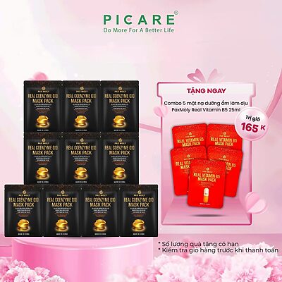 Mặt nạ dưỡng ẩm da săn chắc và làm giảm dấu hiệu lão hoá da PaxMoly Real Coenzyme Q10 Mask Pack 25ml ( Hộp 10 miếng )