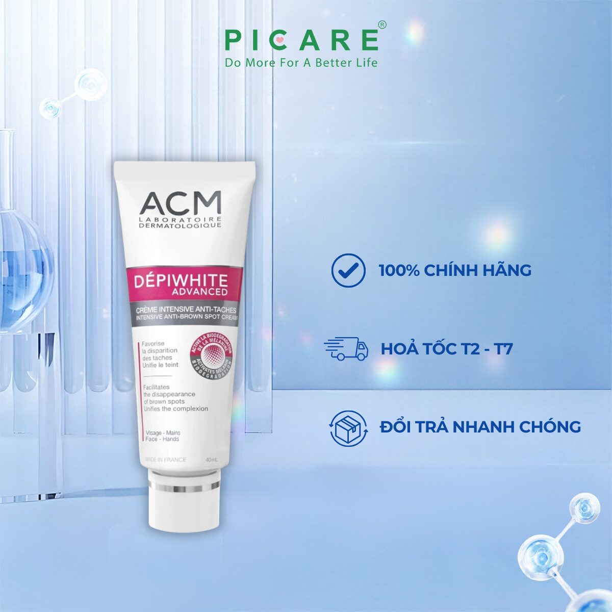 Kem Dưỡng Làm Mờ Và Giảm Đốm Nâu, Tàn Nhang ACM Depiwhite Advanced Intensive Anti Brown Spot Cream 40ml