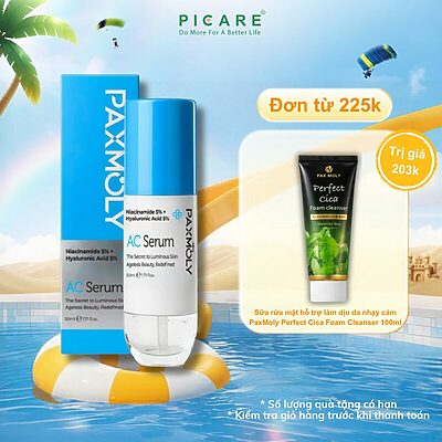 Tinh chất giúp dưỡng ẩm sâu và làm đều màu da PaxMoly Niacinamide 5% + Hyaluronic Acid 5% AC Serum 50ml