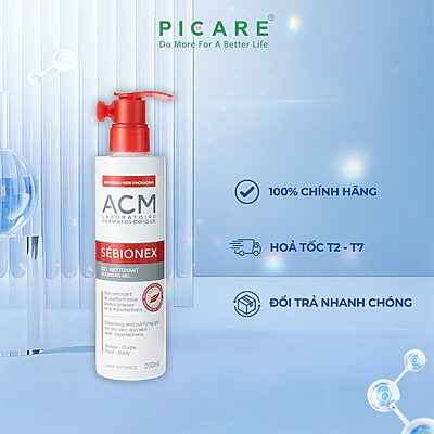 Sữa Rửa Mặt Làm Sạch Sâu Cho Da Dầu Mụn ACM Sebionex Cleansing Gel 200ml