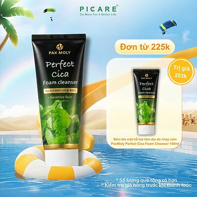 Sữa rửa mặt tạo bọt Rau má giúp làm sạch sâu và giảm bã nhờn PaxMoly Perfect Cica Foam Cleanser 100ml