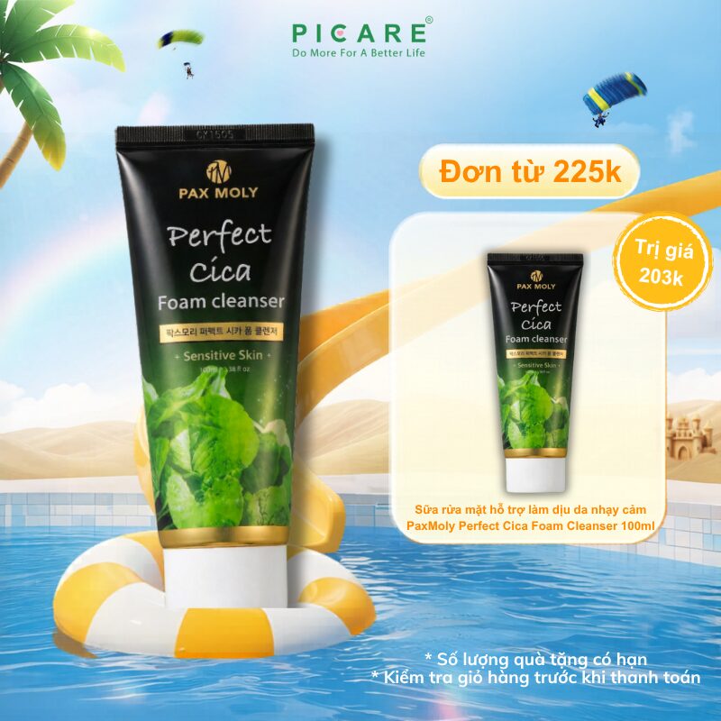 Sữa rửa mặt tạo bọt Rau má giúp làm sạch sâu và giảm bã nhờn PaxMoly Perfect Cica Foam Cleanser 100ml