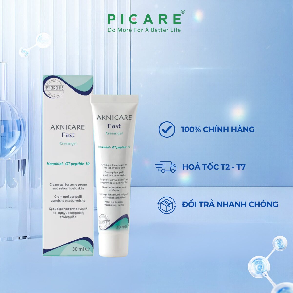 Kem Giảm Viêm Mụn, Kiểm Soát Bã Nhờn Aknicare Fast Cream Gel 30ml
