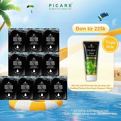Mặt nạ dưỡng ẩm da mềm mịn căng bóng và tràn đầy sức sống PaxMoly Super Aqua Mask Pack 25ml ( Hộp 10 miếng )