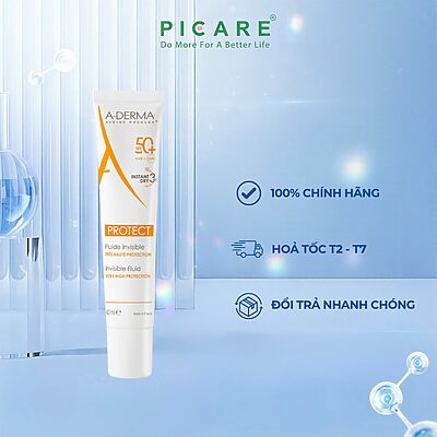 Kem Chống Nắng Chuyên Biệt Dành Cho Da Mỏng Manh A-Derma Protect Invisible Fluid Spf50+ 40ml