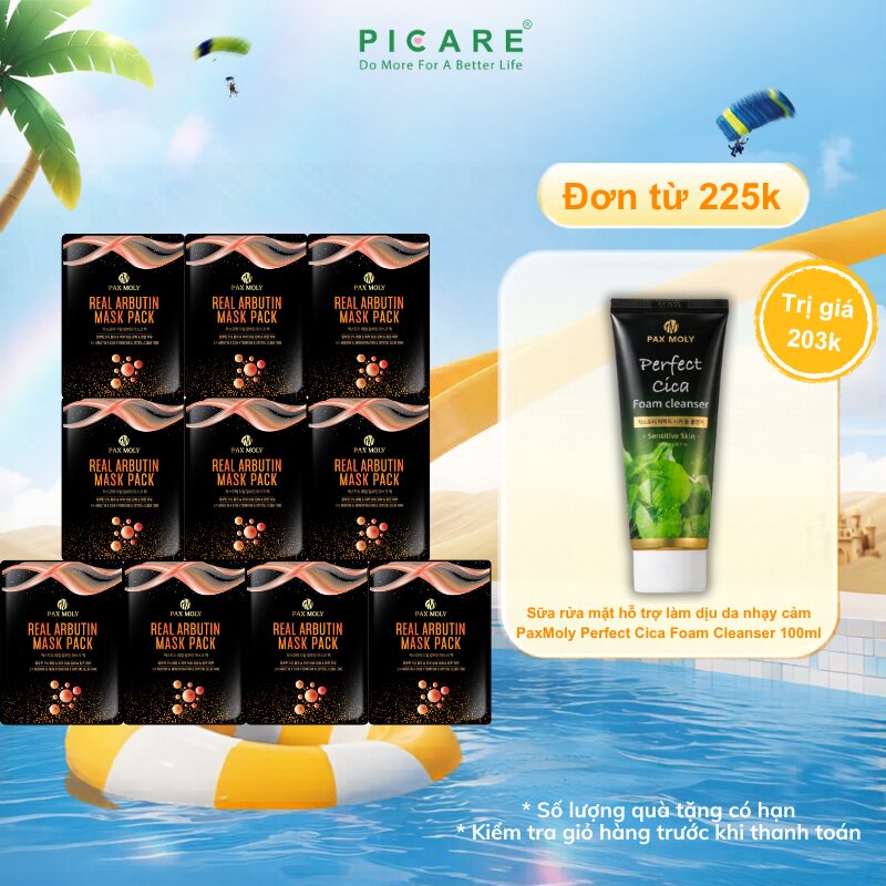 Mặt nạ dưỡng ẩm giúp dưỡng sáng và làm đều màu da PAXMOLY Real Arbutin Mask Pack 25ml ( Hộp 10 miếng )
