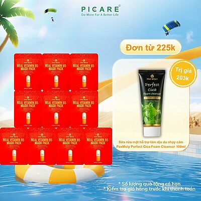 Mặt nạ dưỡng ẩm làm dịu và làm mềm da khô, da mất nước PaxMoly Real Vitamin B5 Mask Pack 25ml Hộp 10 miếng