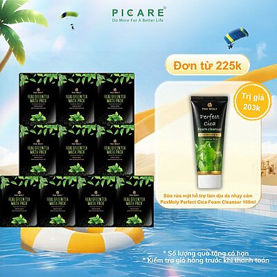 Mặt nạ dưỡng ẩm hỗ trợ làm dịu giảm sưng dành cho da mụn PaxMoly Real Green Tea Mask Pack 25ml ( Hộp 10 miếng )