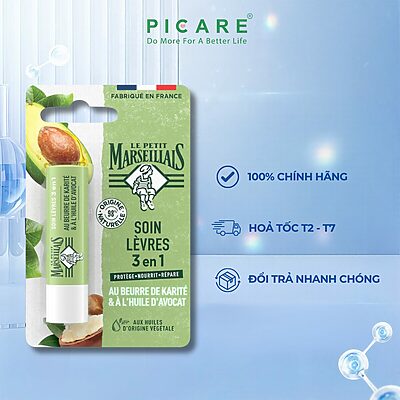 Son Dưỡng Môi 3 Trong 1 Le Petit Marseillais Với Chiết Xuất Bơ Hạt Mỡ Và Dầu Bơ 4.9g