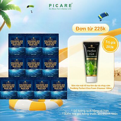 Mặt nạ dưỡng ẩm sâu làm dịu kích ứng trên da khô PaxMoly Hyaluronic Acid Deep Sea Water Mask Pack ( Hộp 10 miếng )