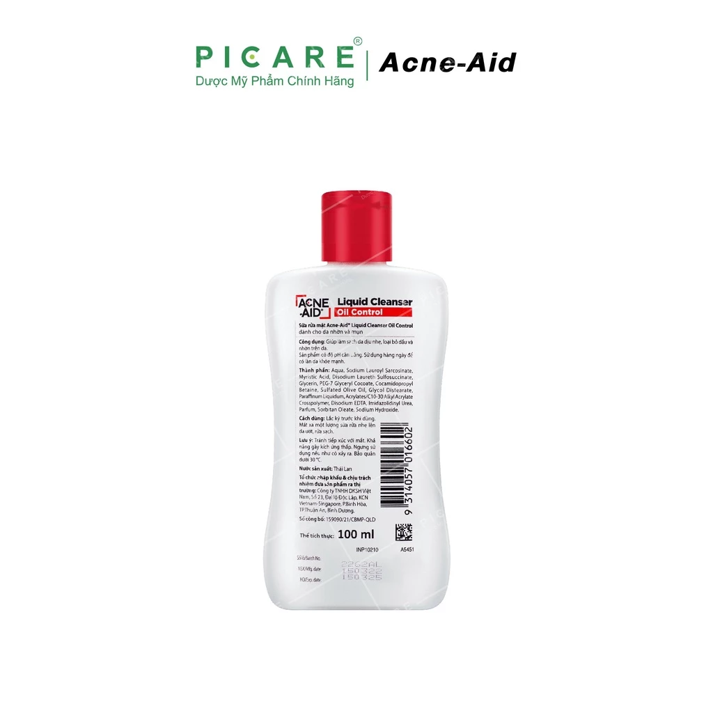 Acne-Aid Sữa Rửa Mặt Làm Sạch Và Hỗ Trợ Giảm Mụn Liquid Cleanser 100ml. - Ảnh 4