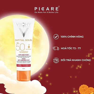 Kem chống nắng ngăn ngừa các dấu hiệu lão hóa Vichy Ideal Soleil Anti-Age SPF50+ 50ml