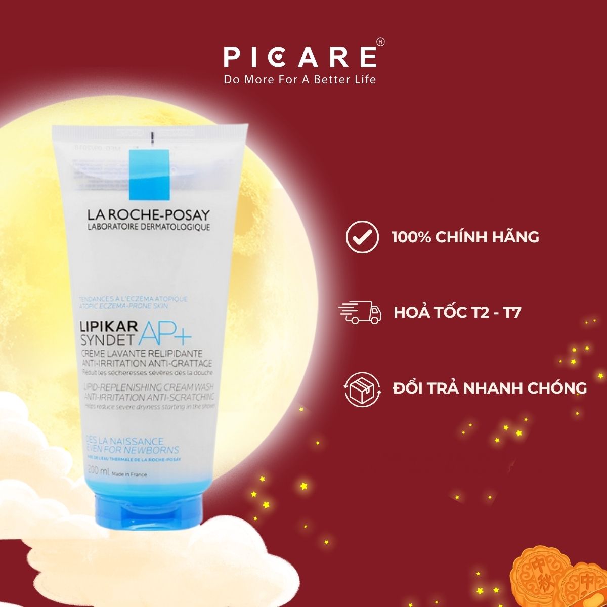 Sữa Rửa Mặt Và Tắm Cho Da Khô Đến Rất Khô La Roche Posay Lipikar Syndet AP+ 200ml