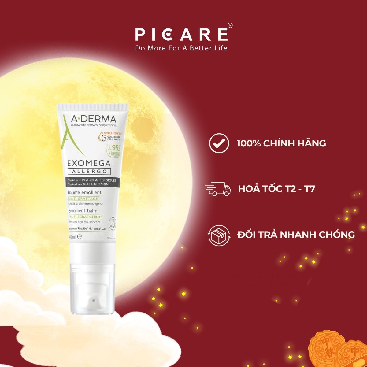 Kem Dưỡng Ẩm Dành Cho Da Mặt Và Cơ Thể Giúp Da Mềm Mại A-Derma Exomega Allergo Emollient Balm 40ml