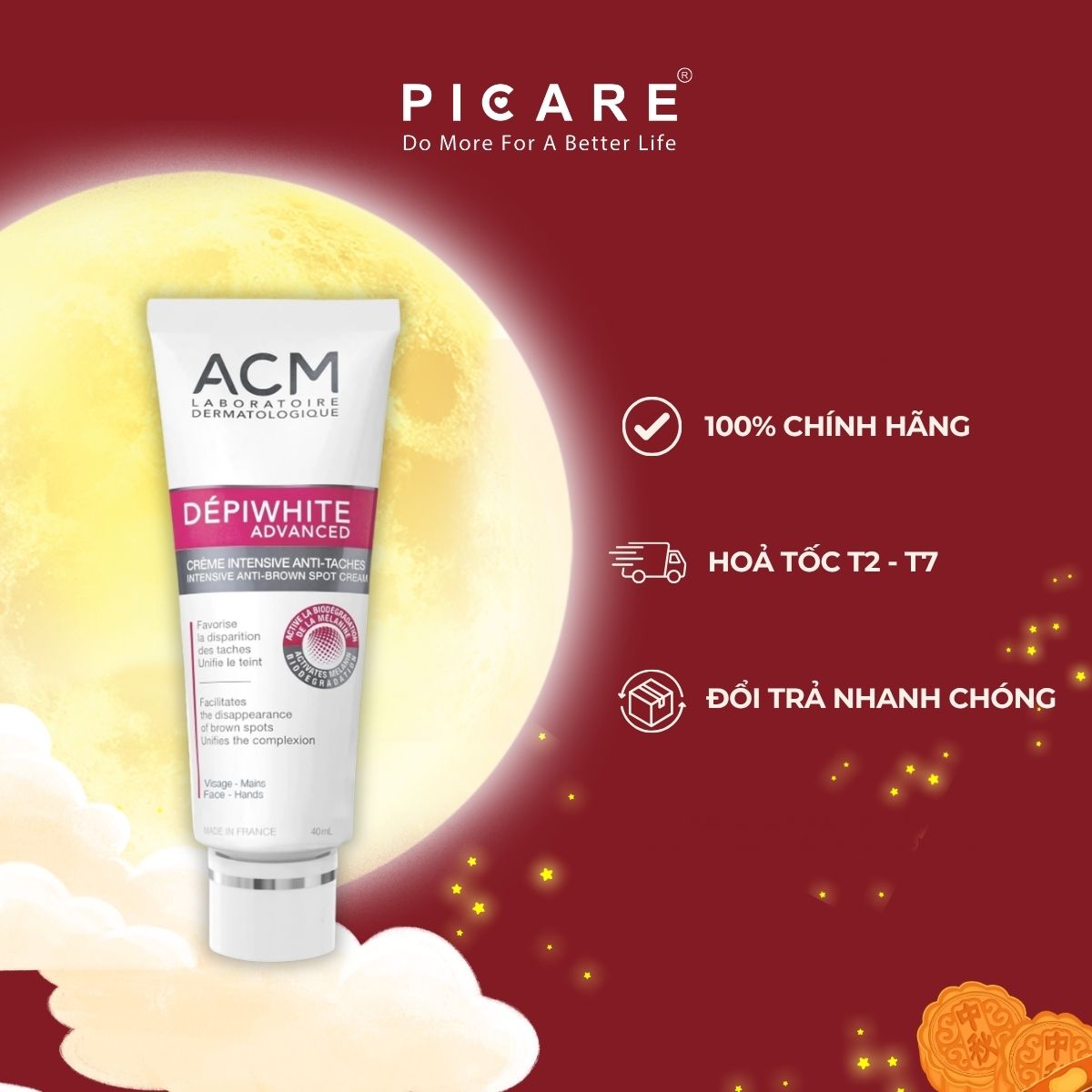 Kem Dưỡng Làm Mờ Và Giảm Đốm Nâu, Tàn Nhang ACM Depiwhite Advanced Intensive Anti Brown Spot Cream 40ml