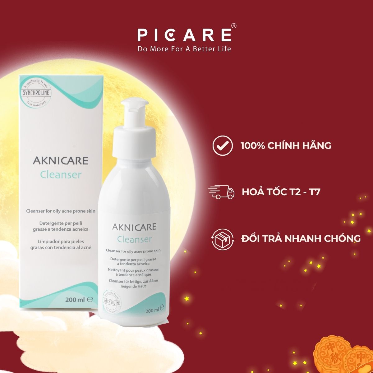 Gel Rửa Mặt Cho Da Dầu Mụn Aknicare Cleanser 200ml