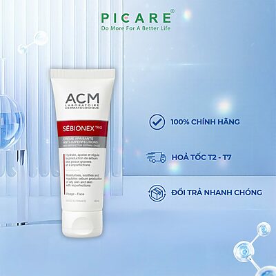 Kem Dưỡng Ẩm Dành Cho Da Mụn Giúp Ngăn Ngừa Sự Tiết Bã Nhờn ACM Sebionex Trio Anti-imperfection Soothing Cream 40ml