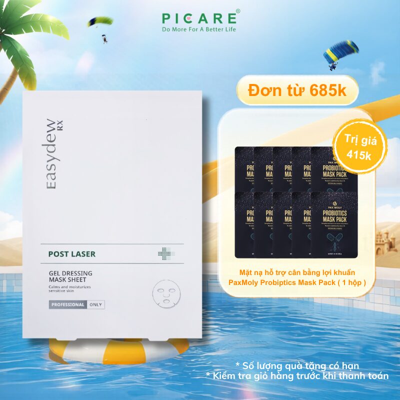 Mặt nạ cấp ẩm phục hồi dành cho da nhạy cảm da sau laser Easydew RX Post Laser Gel Dessing Mask Sheet 38ml hộp/ 5 miếng