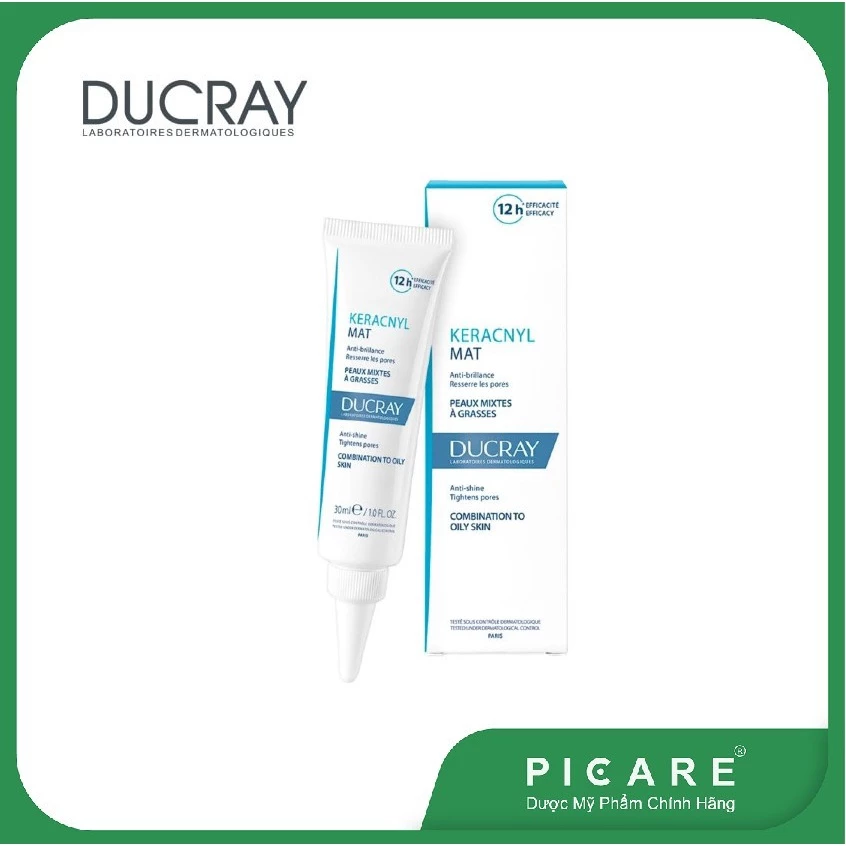 Kem dưỡng làm giảm bóng nhờn, thu nhỏ lỗ chân lông Ducray Keracnyl Mat 30ml