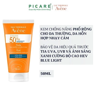 Kem chống nắng quang phổ rộng cho da thường da khô nhạy cảm Avène Protection Fluid 50+ Blue Light 50ml - Ảnh 4