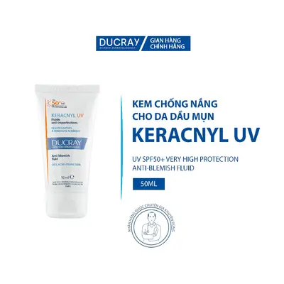 Alternative view of Kem chống nắng kiềm dầu cho da dầu mụn Ducray Keracnyl UV SPF50+ 50ml bảo vệ da khỏi tia UVA & UVB
