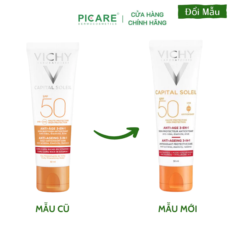 Kem chống nắng ngăn ngừa các dấu hiệu lão hóa Vichy Ideal Soleil Anti-Age SPF50+ 50ml - Ảnh 3