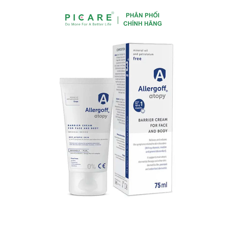 Kem dưỡng ẩm làm dịu giảm ngứa cho da mặt và cơ thể Allergoff Atopy Barrier Cream For Face And Body 75ml