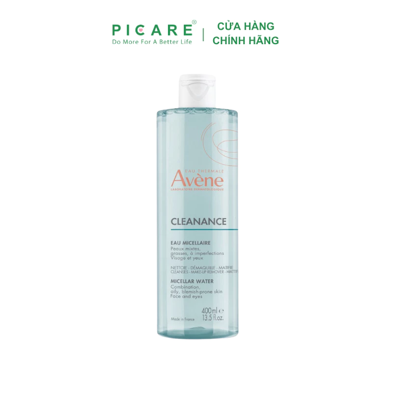 Nước tẩy trang dành cho da dầu mụn Avene Cleanance Micellar Water 400ml, làm sạch bụi bẩn bã nhờn