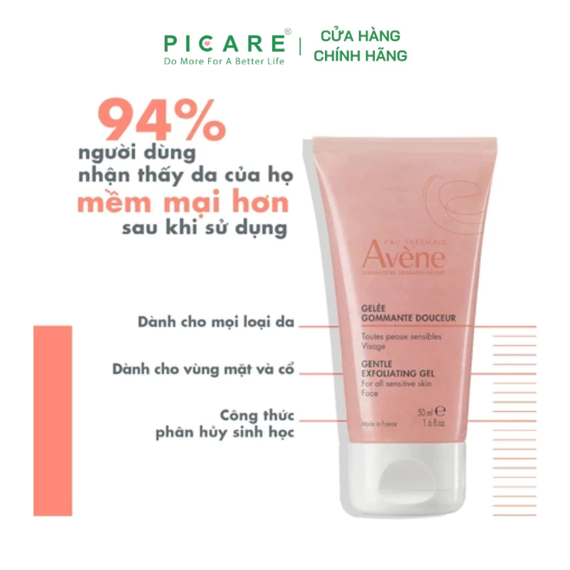 Gel tẩy tế bào chết Eau Thermale Avène Essentiel Gentle Exfoliating Gel 50ml làm mịn da - Ảnh 5