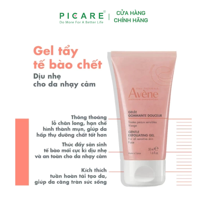 Gel tẩy tế bào chết Eau Thermale Avène Essentiel Gentle Exfoliating Gel 50ml làm mịn da - Ảnh 3