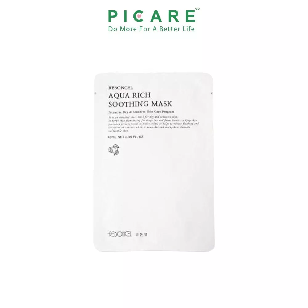( 1 miếng ) Mặt nạ cấp ẩm da tổn thương và nhạy cảm Reboncel Aqua Rich Soothing Mask