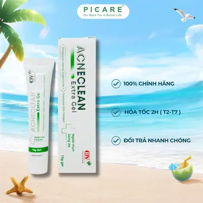 Gel hỗ trợ giảm mụn trứng cá mụn đầu trắng giảm tái phát mụn Acne Clean Extra Gel 15g