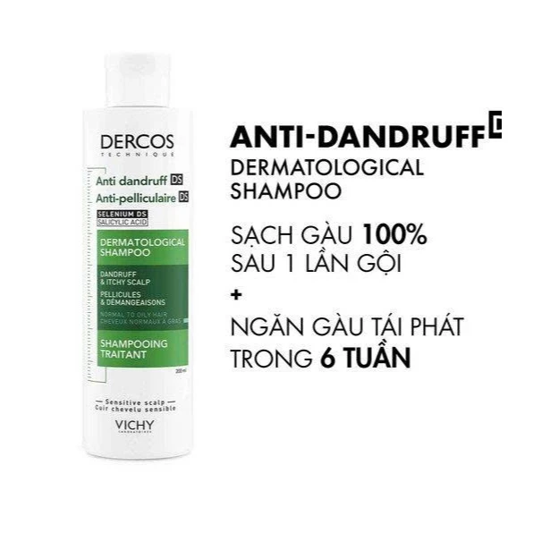 Dầu gội giảm gàu cho da đầu dầu ngứa Vichy Dercos Anti Dandruff DS Dermatological Shampoo 200ml - Ảnh 4