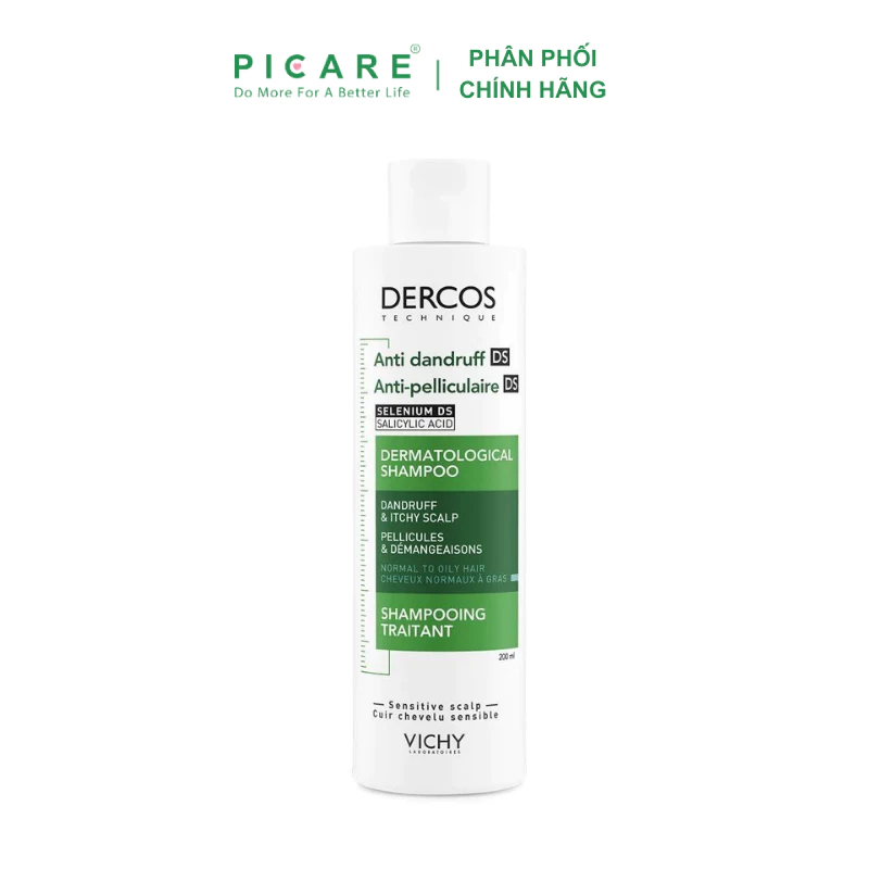 Dầu gội giảm gàu cho da đầu dầu ngứa Vichy Dercos Anti Dandruff DS Dermatological Shampoo 200ml