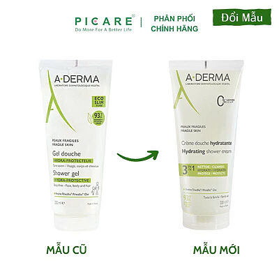 Alternative view of Gel rửa mặt tắm gội dịu nhẹ dành cho da bé da nhạy cảm A-Derma Hydrating Shower Cream 200ml