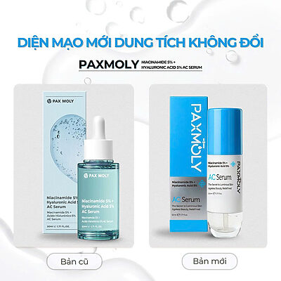 Tinh chất giúp dưỡng ẩm sâu và làm đều màu da PaxMoly Niacinamide 5% + Hyaluronic Acid 5% AC Serum 50ml