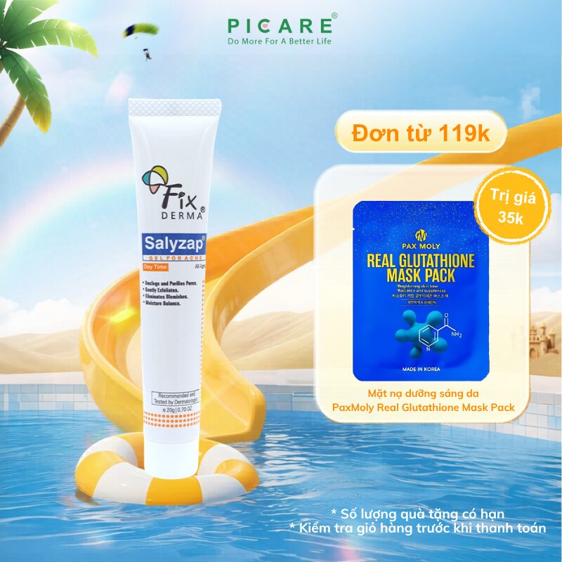 Gel dưỡng giảm mụn ban ngày Fixderma Salyzap Gel For Acne Day Time 20g