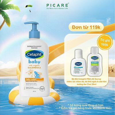 [02/2027] Sữa Dưỡng Ẩm Dịu Lành Cho Bé Cetaphil Baby Lotion With Organic Calendula 400ml