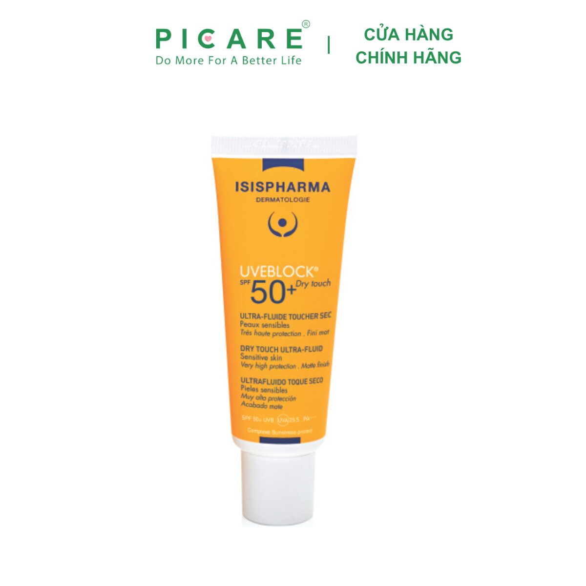 Kem chống nắng cho da dầu ISIS PHARMA UVEBLOCK SPF 50+ Dry Touch Ultra-Fluide Toucher 40ml