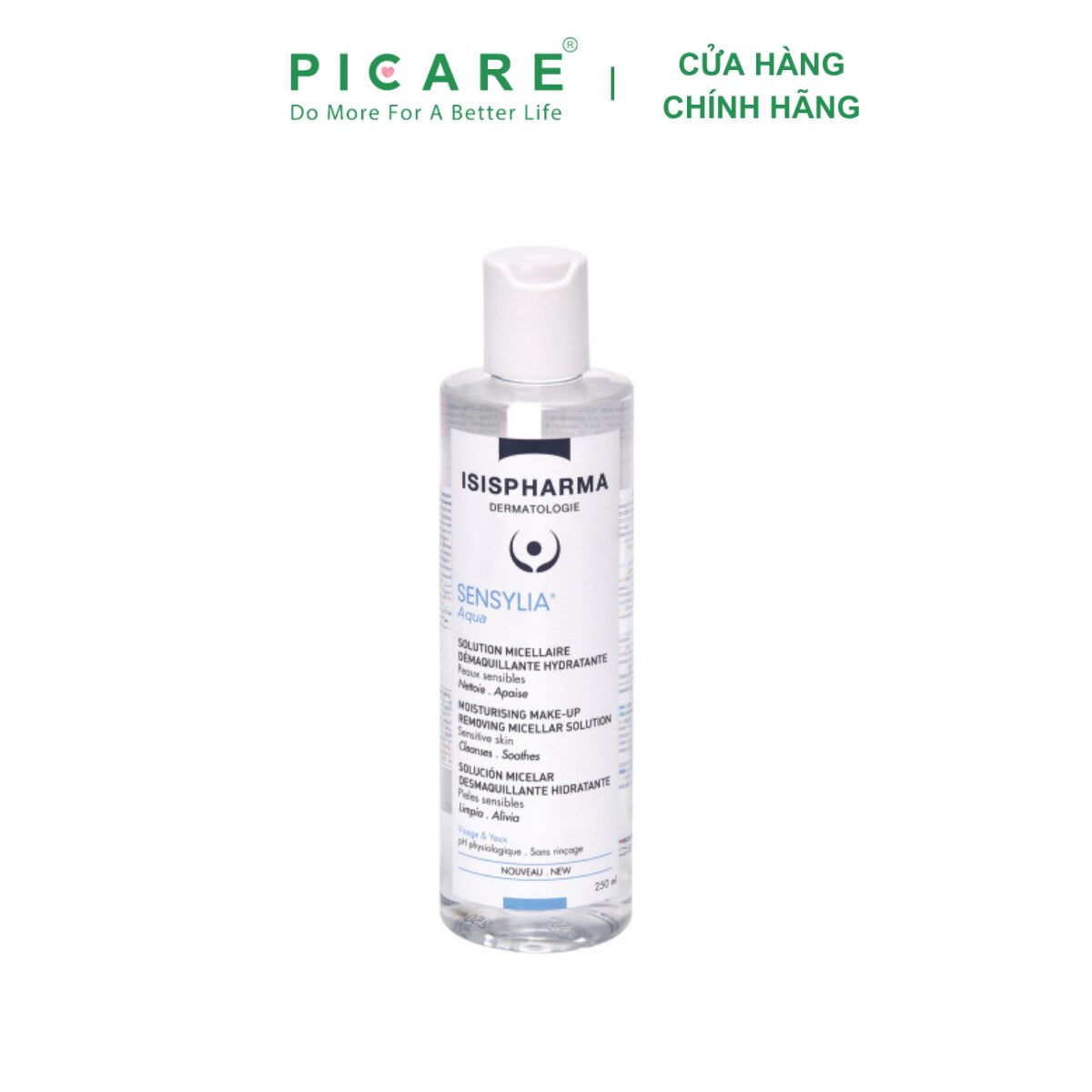 Nước tẩy trang làm sạch và dưỡng ẩm sâu SENSYLIA GELEE AQUA ISIS PHARMA 250ml