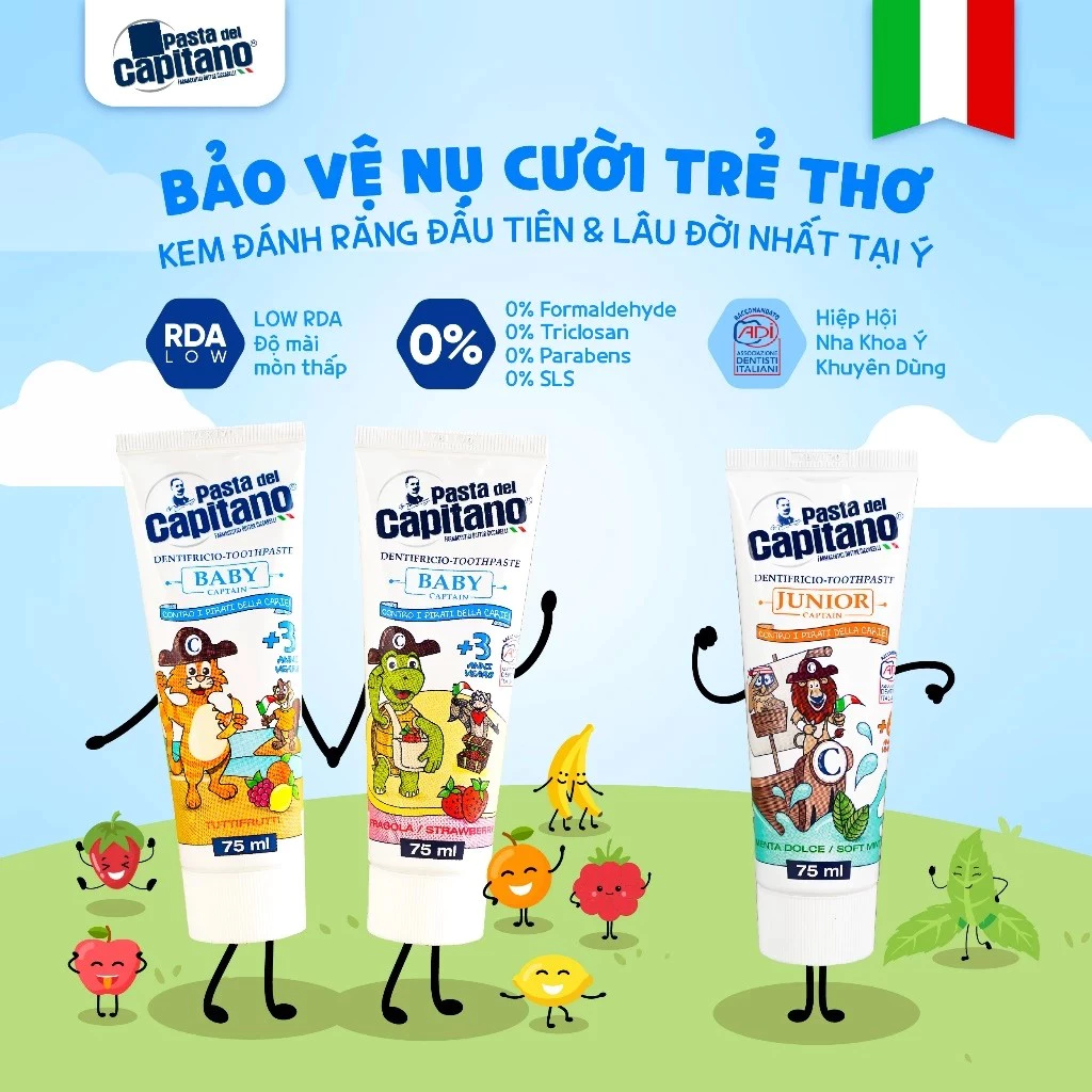 Kem đánh răng Pasta del Capitano Baby 3+ (Vị hoa quả) 75ml - Ảnh 3