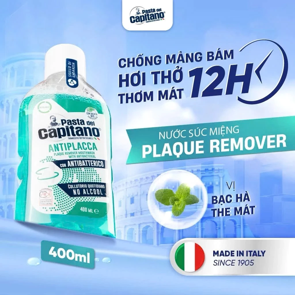 Nước súc miệng Pasta del Capitano Plaque Remover (Loại bỏ mảng bám) – 400ml